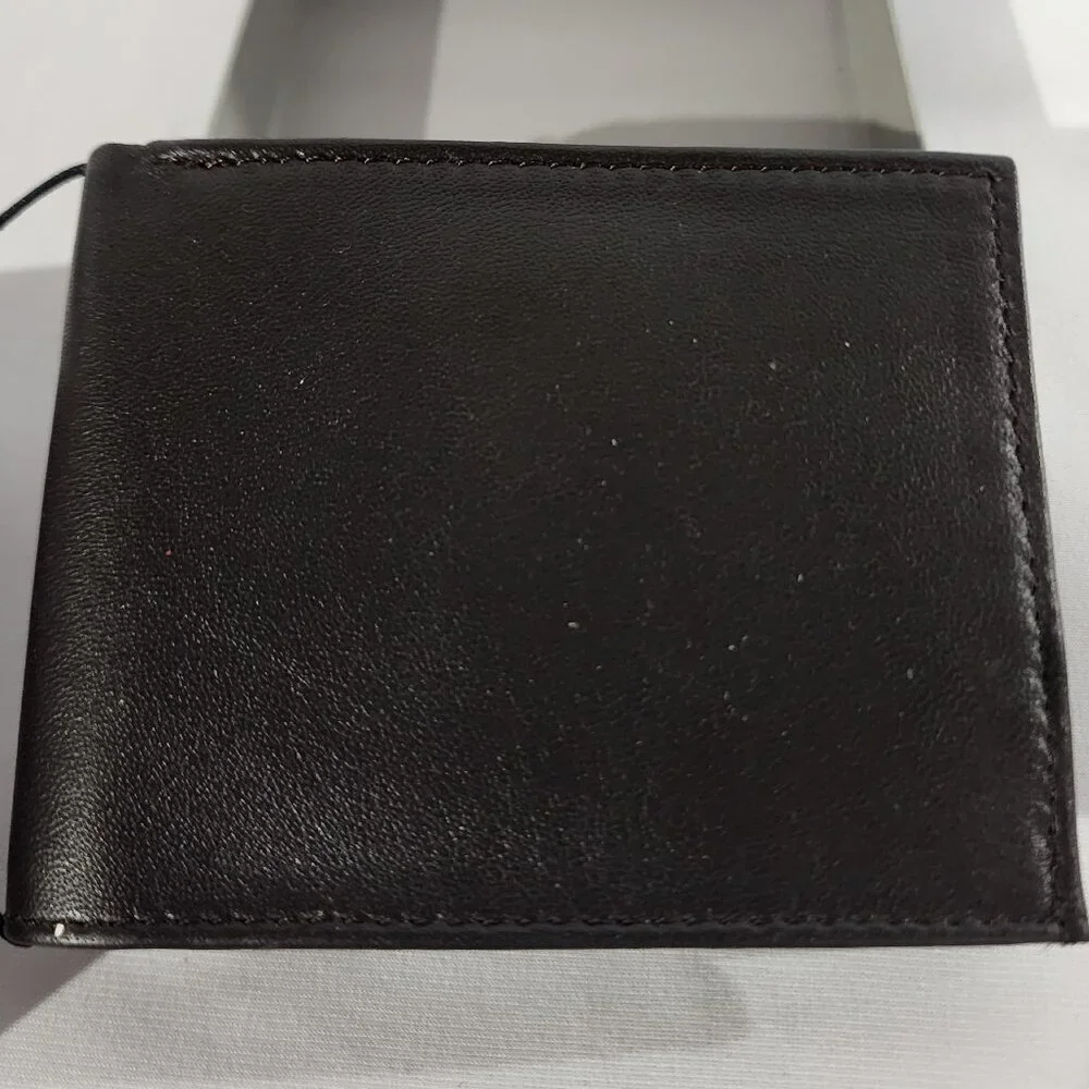 New Men's Stafford Slim Wallet Slimfold Contrasting Canvas Gen Leather Brown NWT